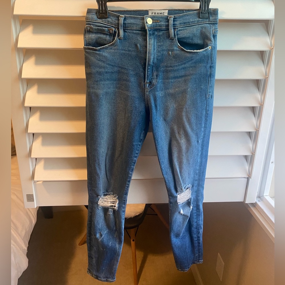 Frame Denim Ali High Rise Distressed Cigarette Jean